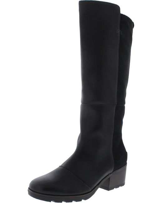 Sorel Black Cate Tall Leather Pull On Knee-high Boots