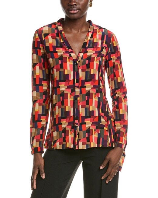 Akris Red Silk Blouse