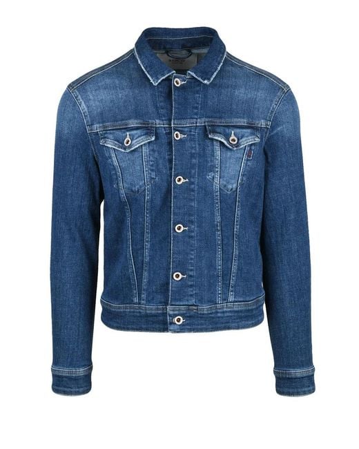 Replay Blue Structured Denim Jacket for men