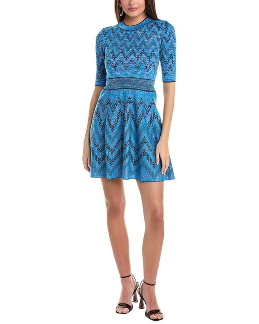 M Missoni Blue Wool-blend A-line Dress