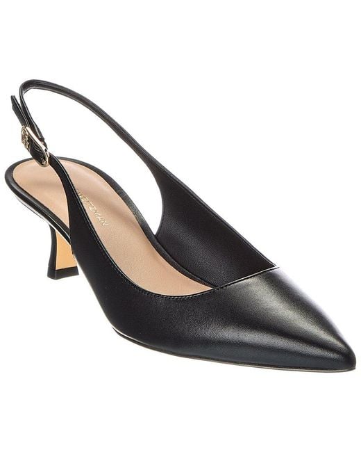 Stuart Weitzman Black Isla 50 Leather Slingback Pump