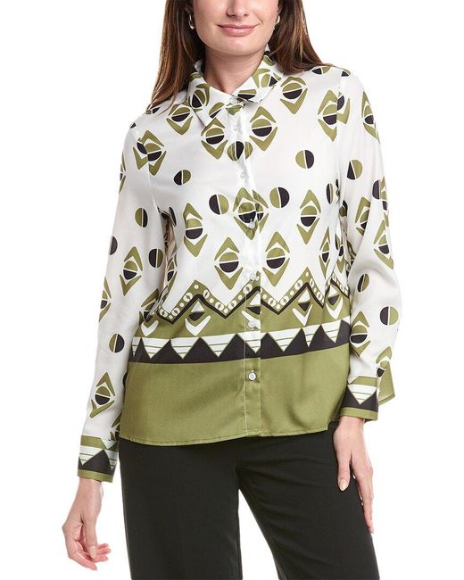 Gracia Green Geometric Pattern Shirt