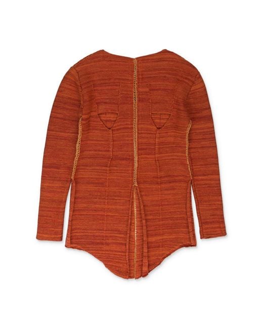 KEPLER Orange Rust Mottle Moon V Boob Sweater