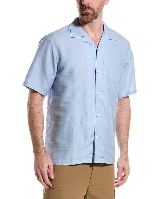 Theory Blue Noll Linen Shirt for men