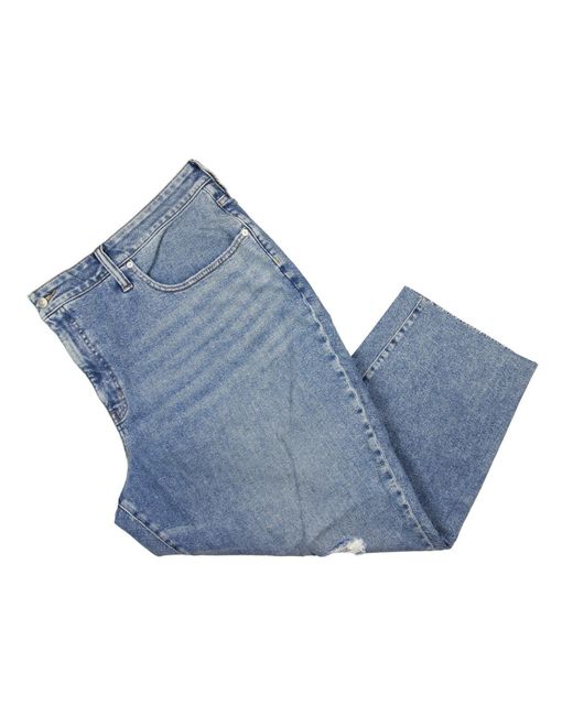 Madewell Blue Plus High Rise Distressed Mom Jeans