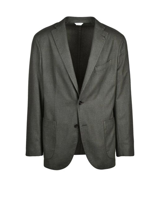 Boglioli Gray Rounded Tailored Wool-Blend Jacket for men