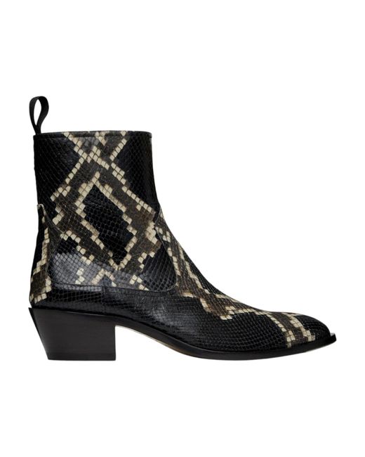 Bally Gaiman 6304139 Multiblack Snake Embossed Leather Boots for men