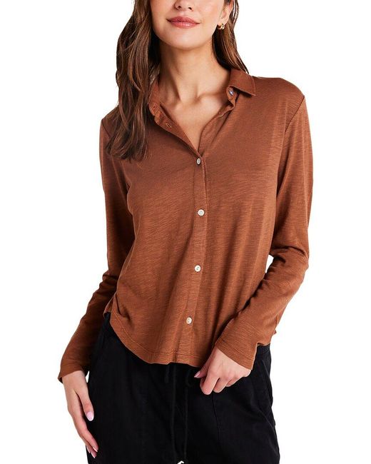 Bella Dahl Brown Button Up Knit Top