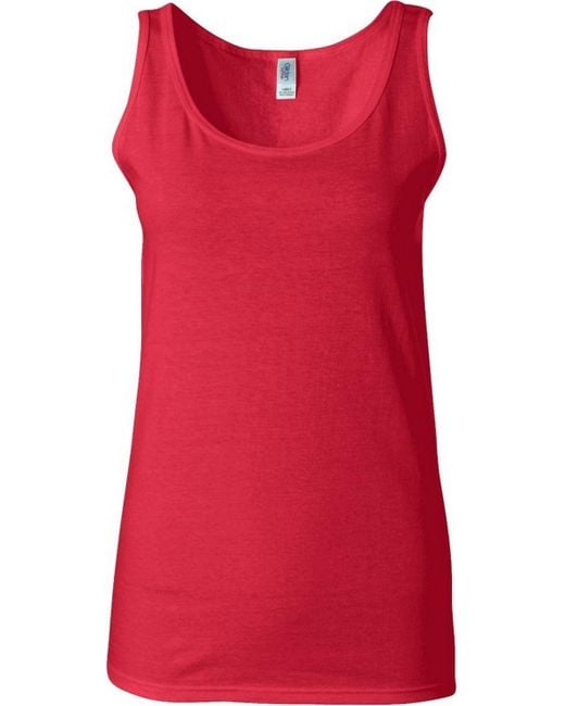 Gildan Red Ladies Soft Style Tank Top Vest