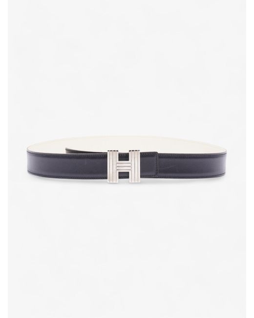 Hermès Blue H Belt / Cream Leather