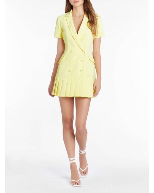 Amanda Uprichard Yellow Butter Short-sleeve Mesha Dress