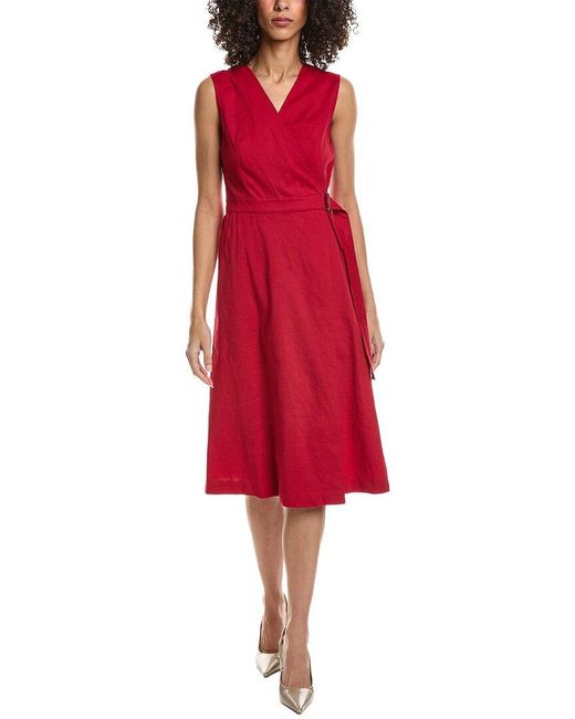 Theory Aline Wrap Dress in Red