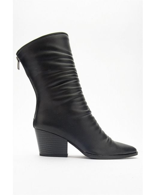 Prologue Shoes Black Laval Back-Zip Block Heel Boot