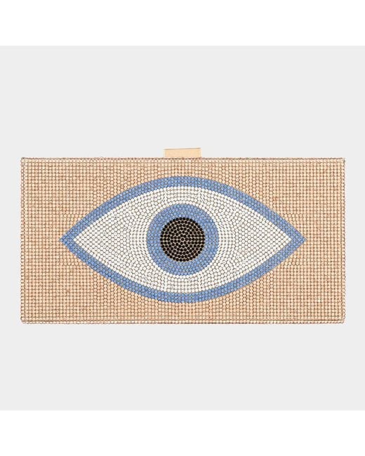 Fashnzfab Blue Bling Evil Eye Box Evening Clutch Bag Crossbody Bag