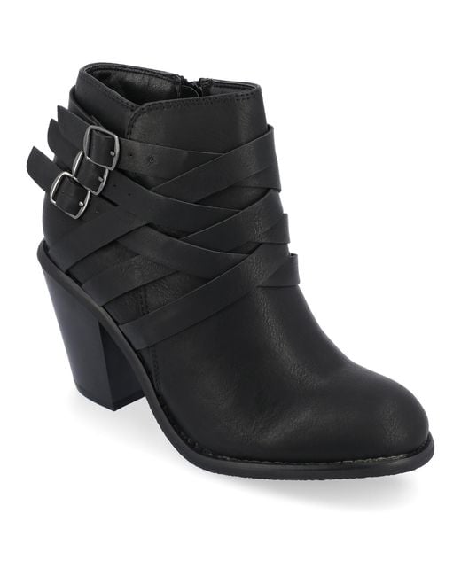 Journee Collection Black Collection Wide Width Strap Bootie