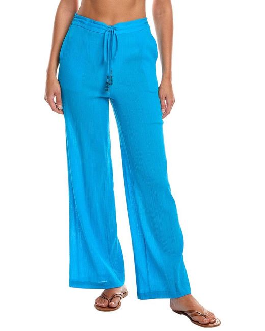 Natori Blue Cotton Gauze Pant