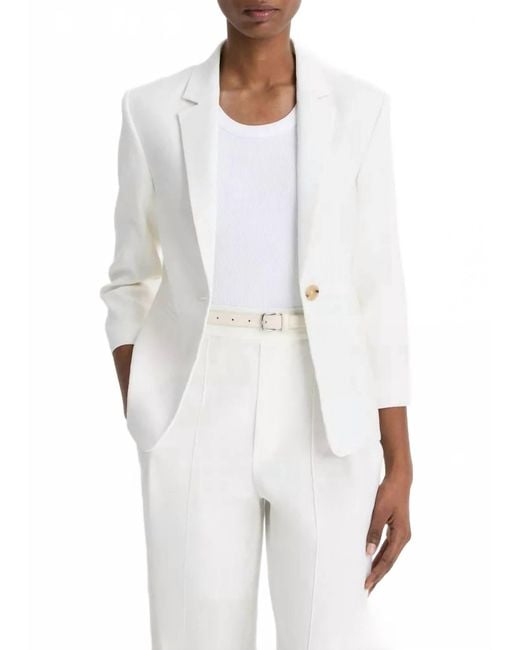 Vince White Linen Blend Shrunken Blazer