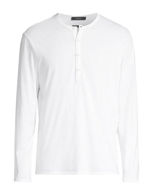 Vince White L/s Pima Cotton Henley Optic Long Sleeve T-shirt for men