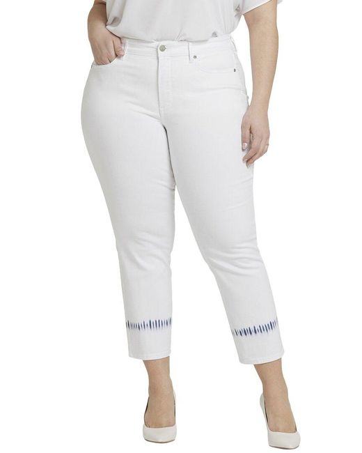 NYDJ White Plus Marilyn Wave Tie Dye Ankle Crop Jean
