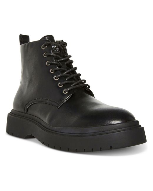 Madden Black Auustn Comfort Insole Faux Leather Combat & Lace-up Boots for men