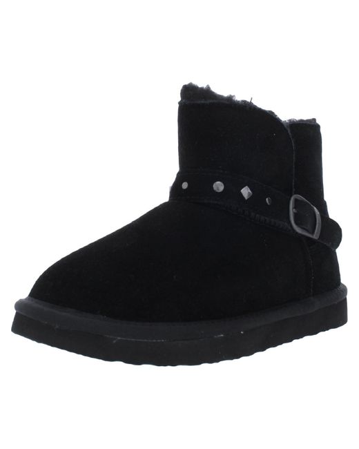 BEARPAW Black Jade Suede Pull On Shearling Boots