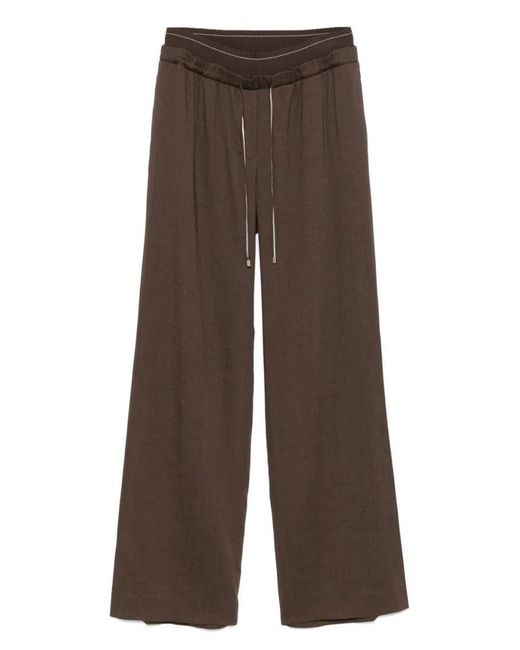 Lorena Antoniazzi Brown Chocolate Drawstring Trousers