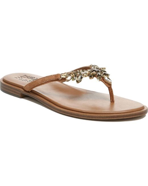 Naturalizer Brown Fallyn Leather Slip On Thong Sandals