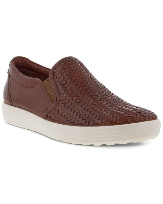 Ecco Brown Soft 7 Leather Slip On Sneaker