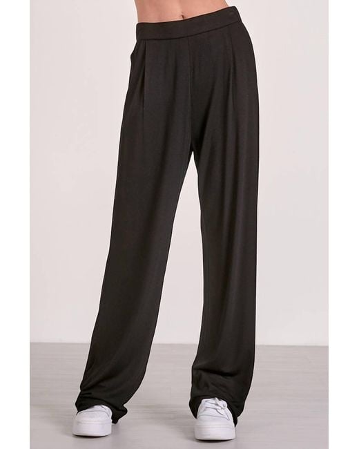 Elan Black Structured Pull On Straight Leg Pants