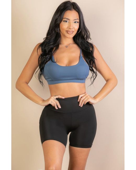 TRUEDAMES Black Racerback Cutout Sports Bra