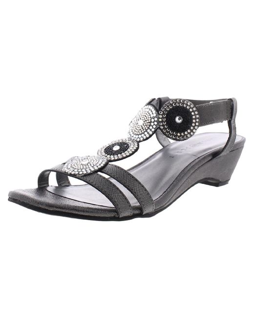 Karen Scott Metallic Catrinaa Embellished Open Toe T-strap Sandals
