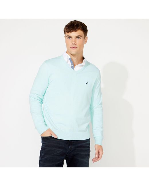 Nautica Blue Big & Tall Navtech V-neck Sweater for men