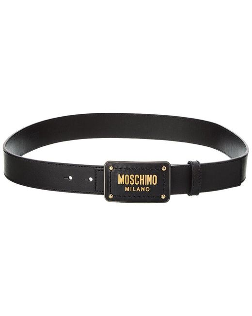 Moschino Black Leather Belt for men
