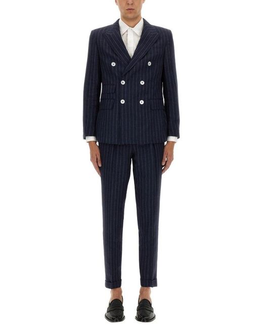 BOSS Double-breasted pinstriped linen suit メンズ BOSS Tailored Double-Breasted Linen Suit With Pinstripe