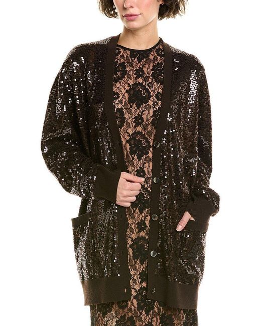 Michael Kors Black Embroidered Cashmere Cardigan
