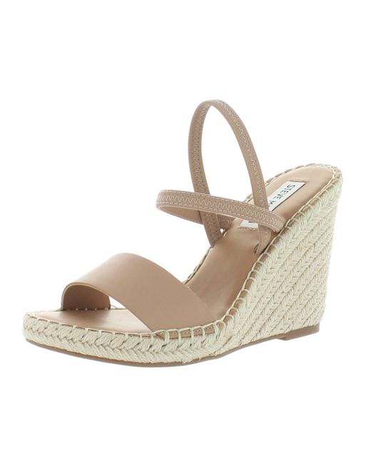Steve Madden Natural Mckenzie Faux Leather Strappy Wedge Sandals