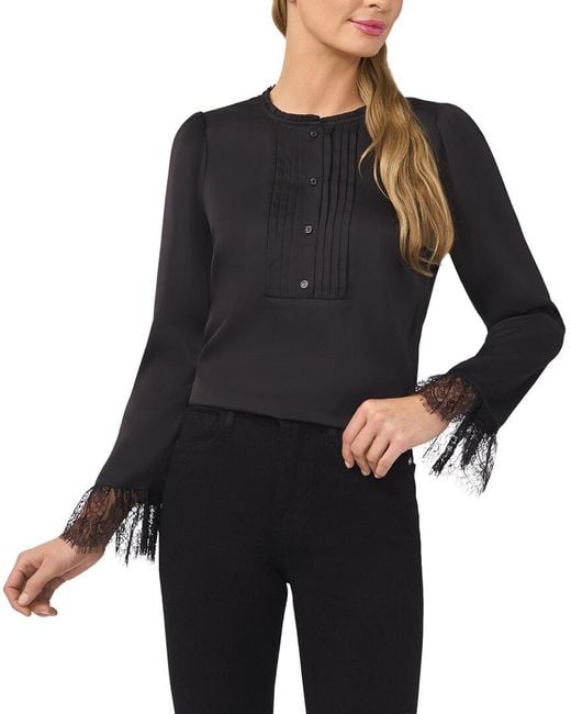 Cece Black Button Down Blouse