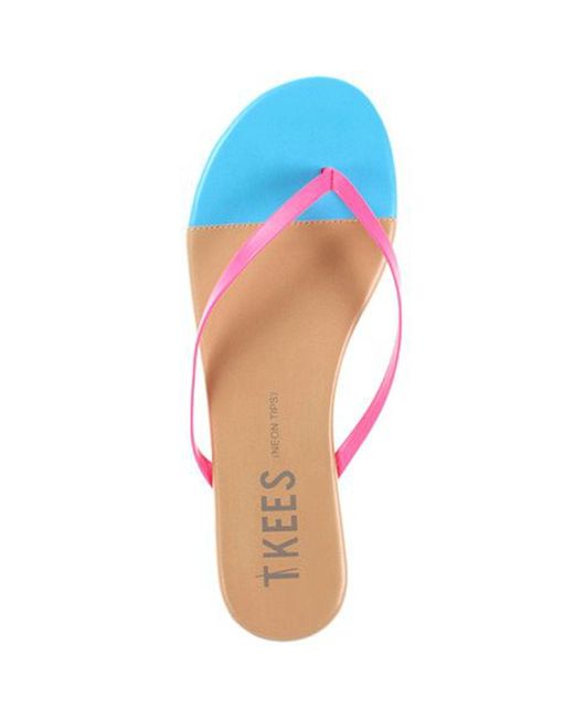 TKEES Blue Leather Thong Sandal