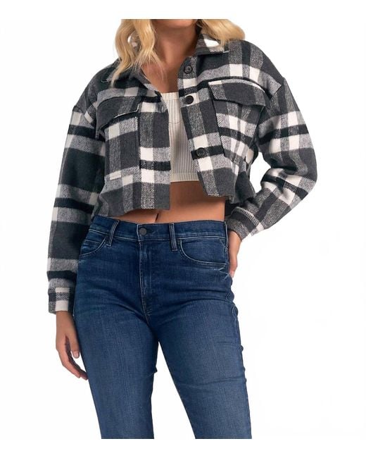 Elan Blue Button Down Crop Jacket