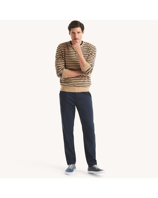 Nautica Blue Flat-Front Performance Pant for men