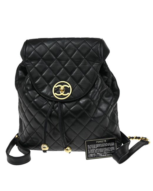 Chanel Black Duma Leather Backpack Bag (pre-owned)