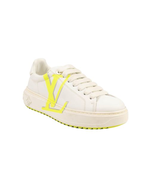 Louis Vuitton White Neon Yellow Time Out Sneakers