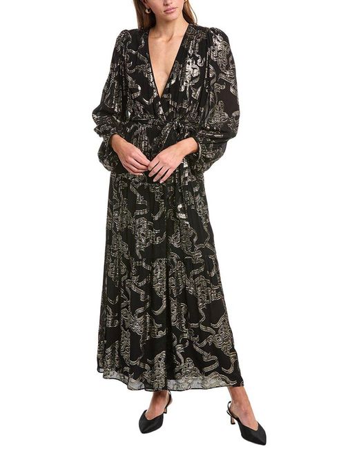 Ba&sh Black Fil Coupe Maxi Wrap Dress