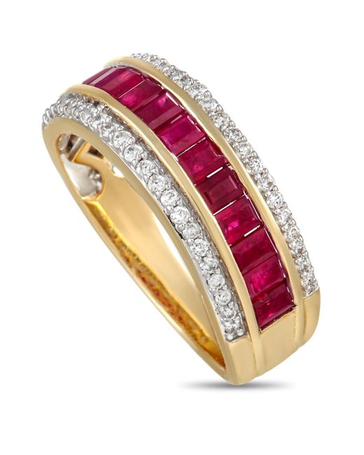 Non-Branded Metallic Lb Exclusive 14k Yellow 0.25 Ct Diamond And Ruby Ring