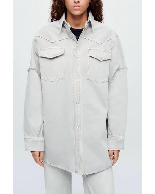 Re/done White Oversized Shirt Jacket