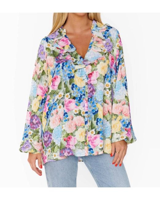 Show Me Your Mumu Blue Suki Ruffle Top