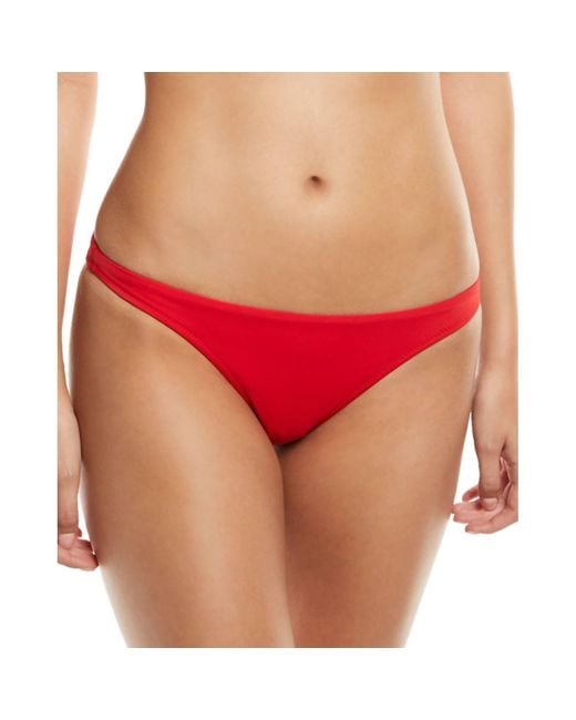 MILLY Red Solid St. Lucia Bikini Bottom