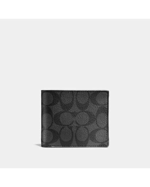 COACH Black 3 In 1 Wallet In Signature Canvas for men