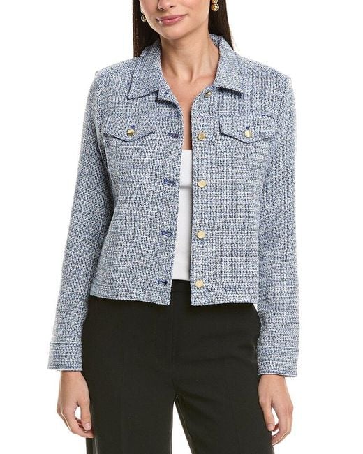 J.McLaughlin Blue Colby Linen-Blend Jacket