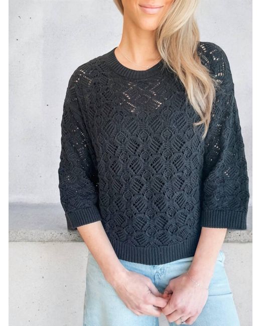 Autumn Cashmere Blue Open Pointelle Stitch Dolman